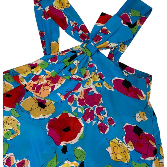 Yumi Kim 100% Silk Asymmetrical Cami Halter Bow Built In Bra Back Zip sz.S - Picture 6 of 16